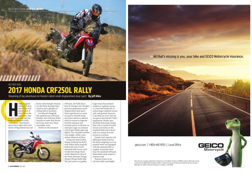 Cw First Ride 2017 Honda Crf250l Rally