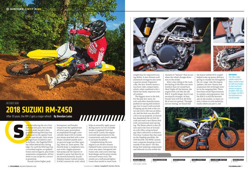 2018 Suzuki Rm-Z450 | Cycle World | JANUARY/FEBRUARY 2018